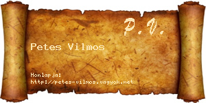 Petes Vilmos névjegykártya